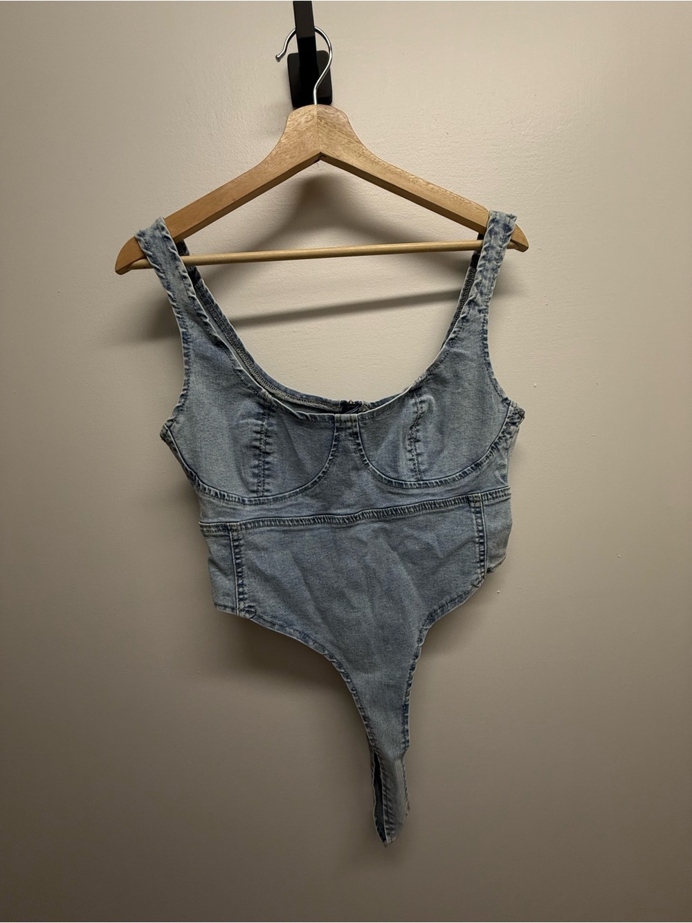 Denim High Leg Bodysuit